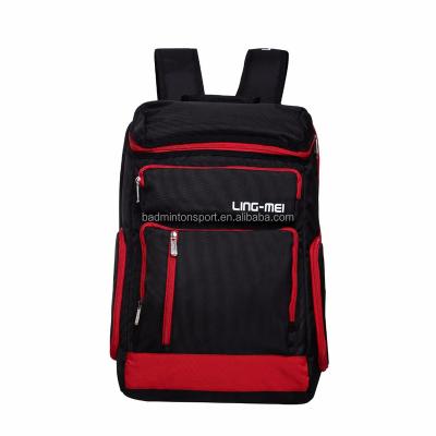 China LING-MEI BAGA201 Eco - Friendly Racket Bag Black And Red Backpack With Oxford Cloth for sale