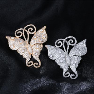 China White Crystal Scarf Brooch Rhinestone Butterfly Women ALLOY Vintage Zircon Brooch Pin Bridal Pin for sale