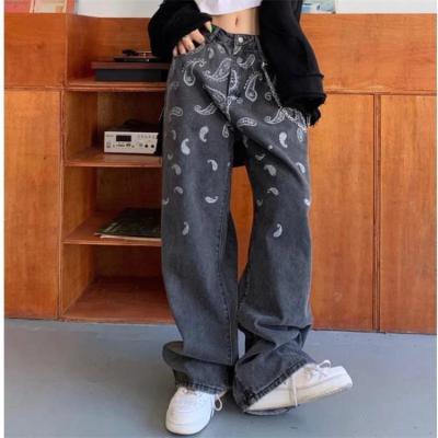 China Retro Cashew Flower High Waist Leg Pants Hip Hop Street Breathable Wide Leg Pants for sale