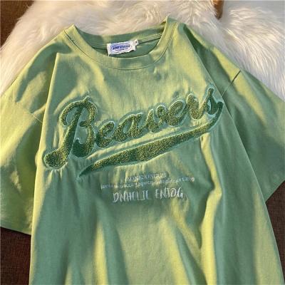 China Short Sleeve O-neck Shirt Fashion Oversized Stats Viable Printing Embroidery Women's T-shirt for sale