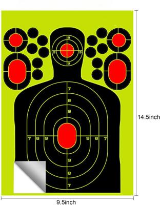 China Strongly Visible Paper Targets, Adhesive Active Splash Silhouette Range Targets for Guns, Rifles, Guns, Pistols, BB Guns, Air Guns YZ909 for sale