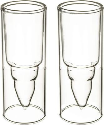 China 1.5OZ Disposable High Borosilicate Glass Shot Glass Two Pieces for sale