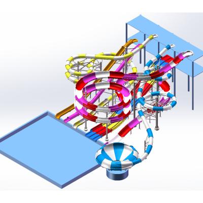 China 10 metros de altura Gran tobogán acuático de fibra de vidrio tobogán acuático para parque de diversiones en venta