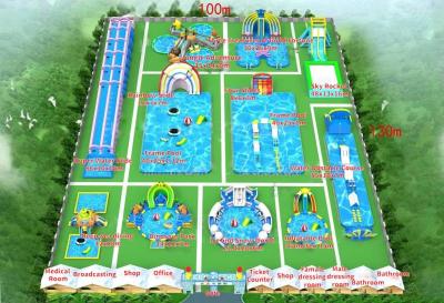 China Create an 100x130m Unforgettable Experience with Our Inflatable Water Park Te koop