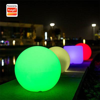 China PE D material: 400mm control smart yard outdoor decoration LED garden ball lights with RGB lighting for sale