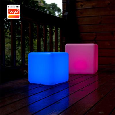 China PE Material 300x300mm Waterproof Smart Control Decorative Flower Potted Cube Light With RGB For Bar for sale