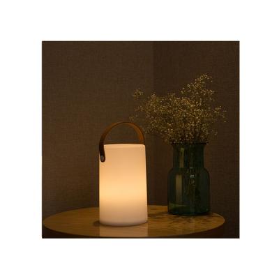 China Colorful Material Portable Cordless Cylinder PE Table Lamp Rechargeable Table Lamps for sale