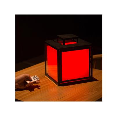 China Classic PE Material Style Cube Led Rechargeable Bedside Night Table Light With Wireless Charging for sale