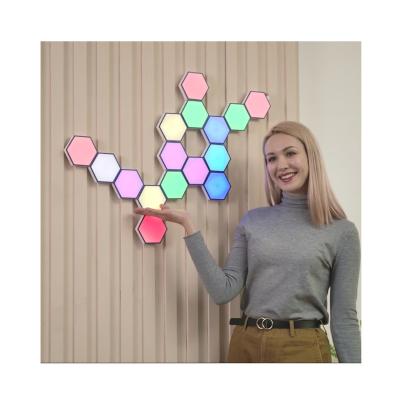 China DIY Hexagon Light Kit 11.5x10x2.2cm Factory Sale RGB Touch Switch Dimming Modern Hexagon Led Wall Lamp for sale