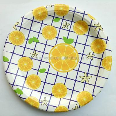 China Disposable Fancy Printed Recycling Disposable Disposable Paper Party Plates Custom Dish for sale