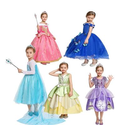 China Polyester Factory Supply Frozen Elsa Princess Costume Princess Dress Girl Dress For Girl Costume for sale