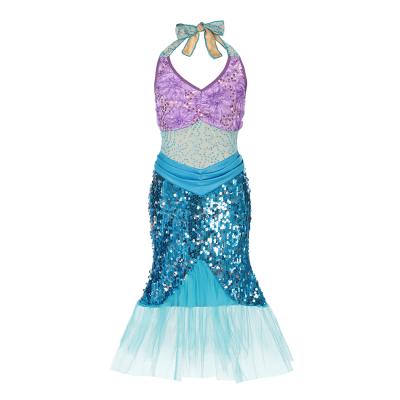 China Little Girls Ariel Princess Dress Summer Sequins Polyester Mermaid Cosplay Costume Halloween Carnival Party Birthday Gift For Baby for sale