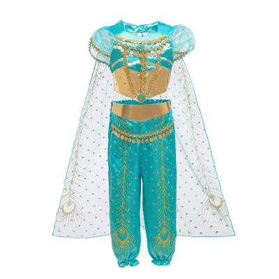 China Flower Printed Arabian Princess Fantasy Costume Children Halloween Cosplay Jasmine Dress Up Kids Sequined Girls Princess Dress Up Dresses Kids Halloween Perform for sale