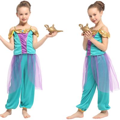 China Jasmine Little Girls Arabian Princess Costume Kids Green Party Dress Birthday Halloween Children Cosplay Princess Dress Up Dresses Kids Halloween Perform Dress up for sale