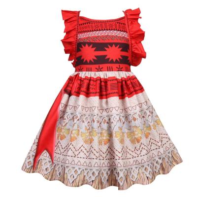 China Cotton Moana Cosplay Costume Children Girls Princess Dress Birthday Party Dress Children Role Play Clothes for sale