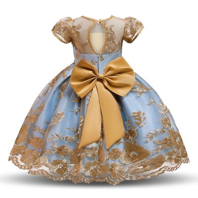 China Pompous Dress Girl's Performance Skirt Polyester Princess Dress Embroidered Western Style Kindergarten Performance Dress for sale