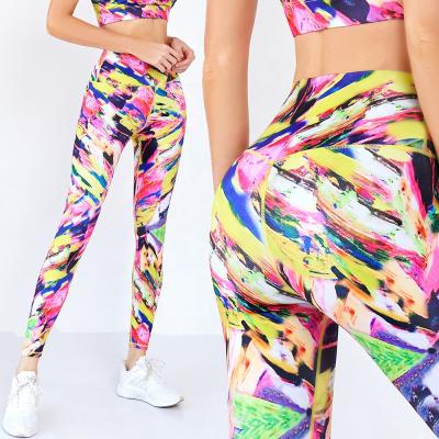 China Digitally Printed 3D Waist Gym Active Pants Breathable Quick Dry Yoga Soft Ladies Tall Customized Colorful Gaiters For Women for sale