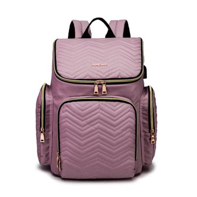 China With USB Rose Gold Baby Backpack Diaper Bags Luxury High Quality Stylish Pink Diaper Bag Mum Backpack For Mothers for sale