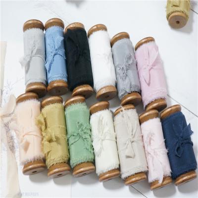 China 30mm Double Face Edges Ribbon Ins Style Silk Fringed Wedding Silk Ribbon On Woodenspools Satin Bundle Pure Silk Ribbon for sale