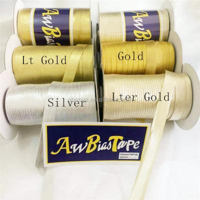 China AW 15mm Viable Golden Bias Tape Satin Bias Tape Cotton Bias Tape Garment Accessories For Sewing Materials for sale