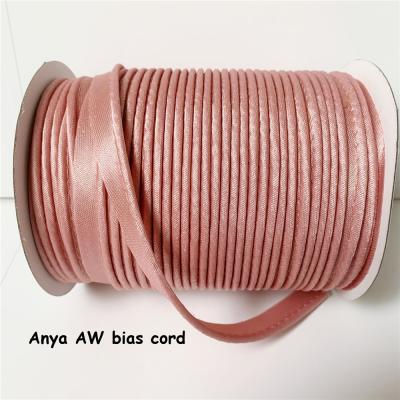 China 10mm 12mm15mm 72yds 20yds Per Card Satin Bias Rope For Band 100% Polyester Bias Rope For Garment Accessories for sale