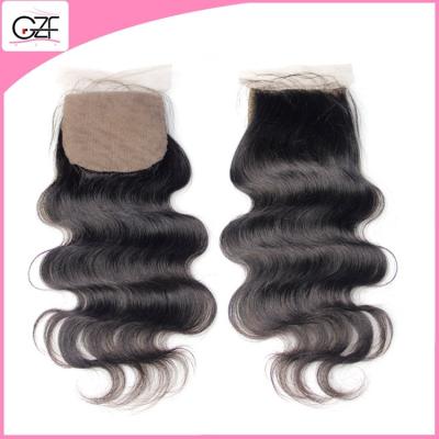 China 4''x 4'' Free Part/ One Parting/ 3 Parting  Lace Top Closure Body Wave Indian Silk Base Closure for sale