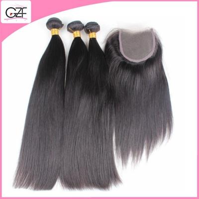 China Queen Beauty Remy Straight Hair Natural Brown 5a Virgin Hair Bundles with Lace Closure for sale