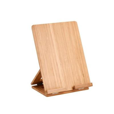 China Wooden iPad Stand Bamboo Wood Desk Stand Foldable and Adjust Angle Easy Assemble/Disassemble for Shelf Recipe Rack, Menu Display Stand for sale