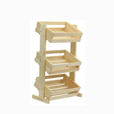 China Unfinished Wooden Crate Vintage Wooden Crates And Pallet Sets Custom Double-tiers Or 3tier Crate Shelf For Display Vegetables / Fruits Retail Shelves for sale