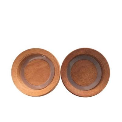 China Safe For Kids Accept Customized Timber Caps With Embossed Logo, Wood Glass Candle Jar Screw Lids for sale