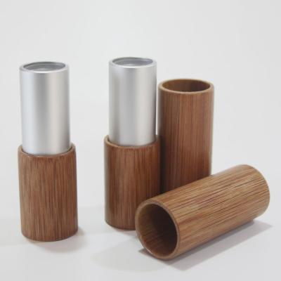 China Cosmetic Bamboo Wooden Cosmetic Packaging Silver Lipstick With Bamboo for sale