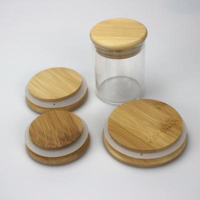 China Factory Direct Sale Custom Metal Lids Glass Bottle Jars Woodland Bamboo Canister With Bamboo Lid for sale