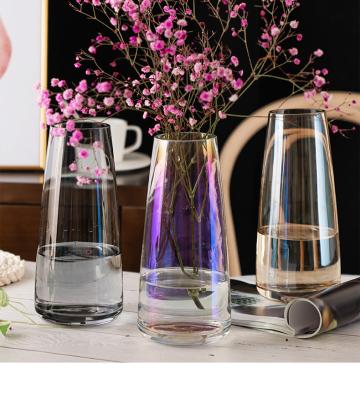 China Traditional Cylindrical Vase Wedding Colored Glass Glass Centerpiece for Decorating Flowers for sale