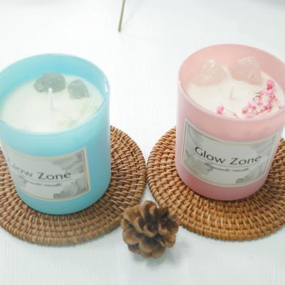 China Handmade Birthdays Soybean Smokeless Wax Dry Flower With Natural Crystal Scented Candle for sale