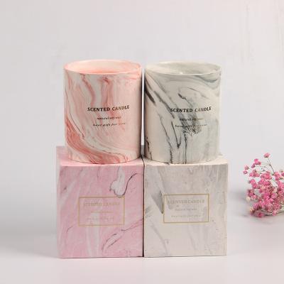 China Birthdays Marbling Handmade Aromatherapy Candle Luxury Custom Glass Jar Scented Candle for sale