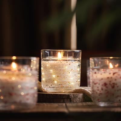 China Birthdays LED Aromatherapy Candle Light Glass Jar Candle For Christmas Gift Home And Wedding Decoration for sale