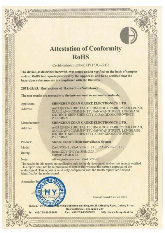 RoHS certificate - Shenzhen ZOAN Gaoke Electronics., Ltd.