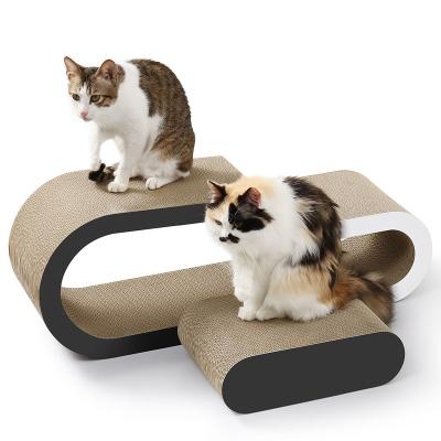 China Sustainable Stylish U Shape 3 In 1 Multifunctional Design Cardboard Lining Post Cat Furniture for sale