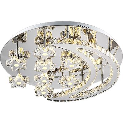 China Surface Mounted Factory 2022 Modern Crystal Ceiling Lamps Three Different Colors Adjustable Round Led Crystal Ceiling Light for sale