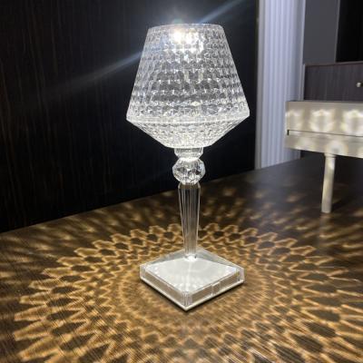 China Modern Hot Selling USB LED Crystal Table Lamp Amazon Touch Lithium Battery Portable Night Light Tischlampe Led Bedside Crystal Lamp for sale