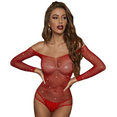 China High quality 2023 hot new drill transparent mesh sexy underwear dots cavity sexy one-piece underwear for sale