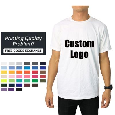 China Anti-wrinkle White 100% Cotton O-neck T-shirt Customize Print LOGO T-shirt Cotton Wholesale T-shirt for sale