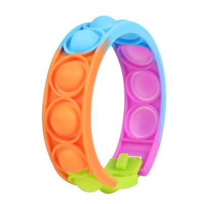 China New Plastic Push Bubble Toy Wristband Bubbles Rainbow fidgety person sensory toy for Adult Anti-stress Squeeze Autism Relaxation Toy Bracelet for sale