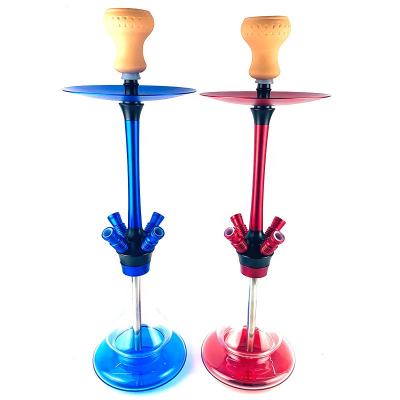 China Four Tube Hookah Aluminum Alloy Stainless Steel Hookah Full Set Arabian Bar Glass Middle Hookah Hookah for sale