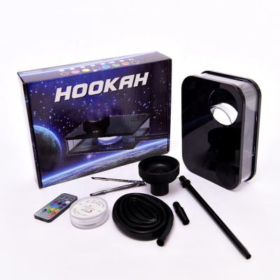 China Stainless Steel Arabian Hookah Finished Color Box Set Acrylic Gravity Hookah Shisha Bar With Pot Light Hookahs for sale