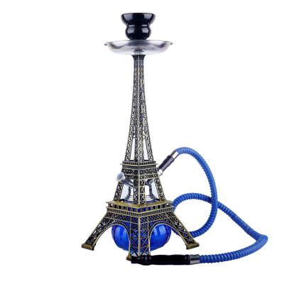 China The Other Paris Russian Arabic Tower Double Hose Metal Eiffel Tower Hookah Shisha Hookah Set Portable for sale