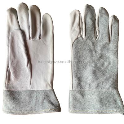 China Heat Resistant White Goat Higher Leather Cow Split Leather Argon Tig Welding Gloves Work Gloves Safety Gloves Custom Leathers for sale