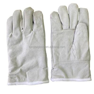 China Anti-Slip Best Quality Custom Cow Split Leather Right Thumb Full Liner Short Welding Gloves For Use In Protective Work Gloves for sale