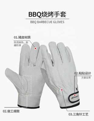 China New Type of Manufacture Pigskin Gloves Leather Heat Resistant Barbecue Anti-skid Well For Driving Safety Work Welding Custom for sale