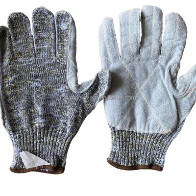 China Anti-Cut Cow Leather Heat Resistant Gloves Cut Resistant Wear Resistant Aramid Knit Liner Anti Cut Gloves for sale